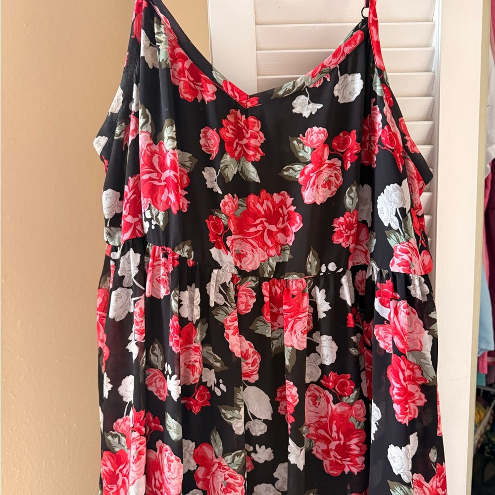 Torrid Black and Red Floral Dress